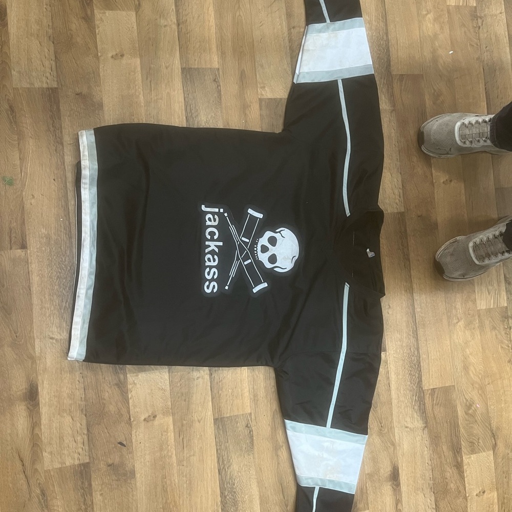 Black Authentic Autographed Bam Margera Jackass Hockey Jersey